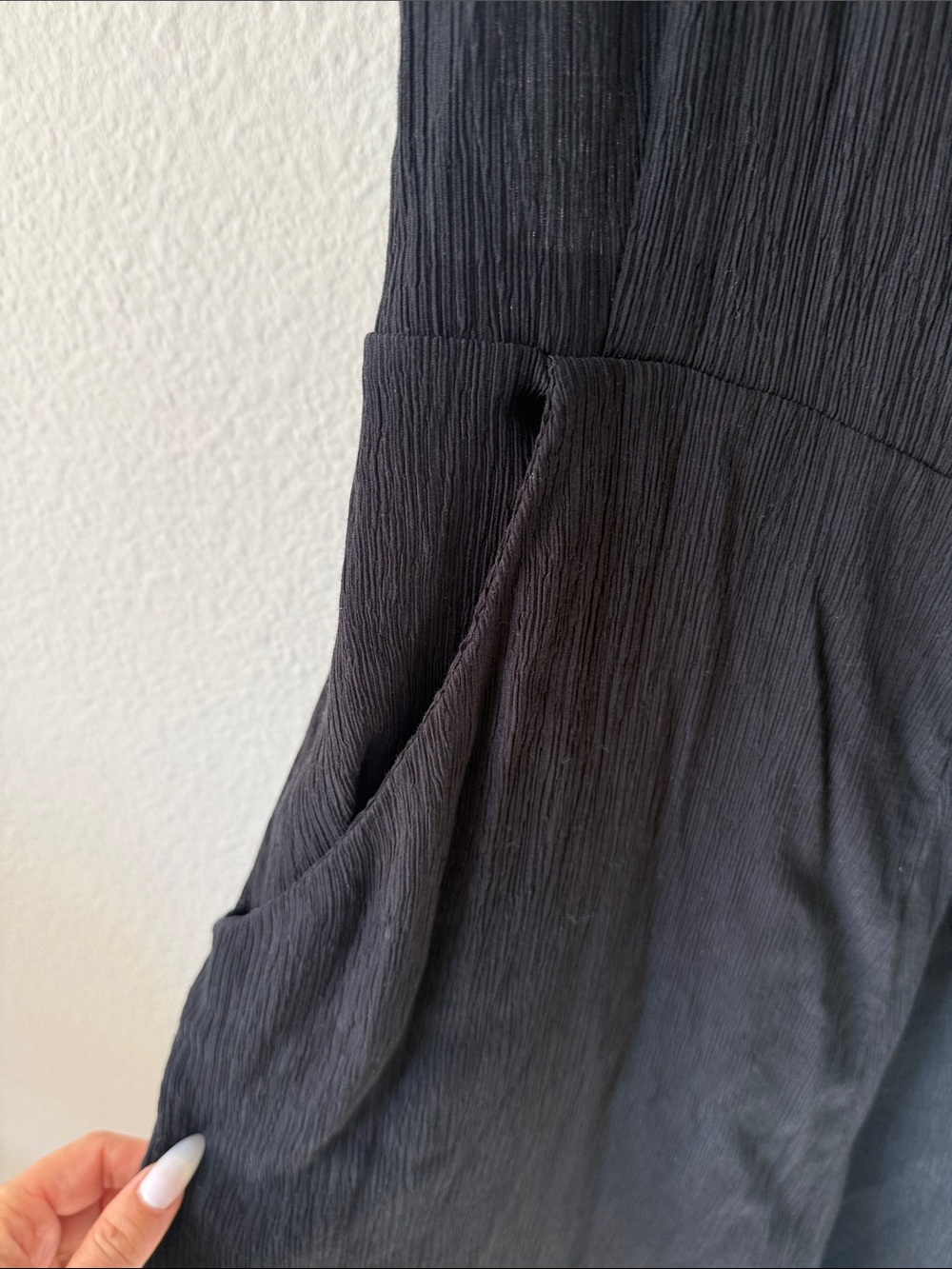 Anthropologie Black Textured Wide Leg Jumpsuit with Scoop Neck - Picture 4 of 9